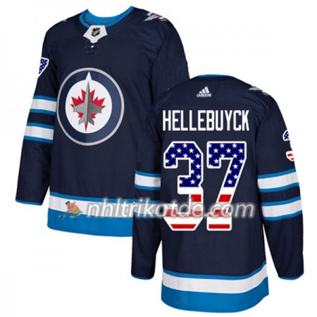 Winnipeg Jets Trikot Connor Hellebuyck 37 Adidas 2017-2018 Marineblau USA Flag Fashion Authentic - Herren